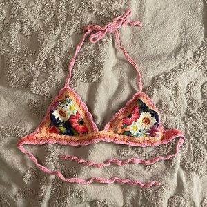 Floral Crochet Bikini Top